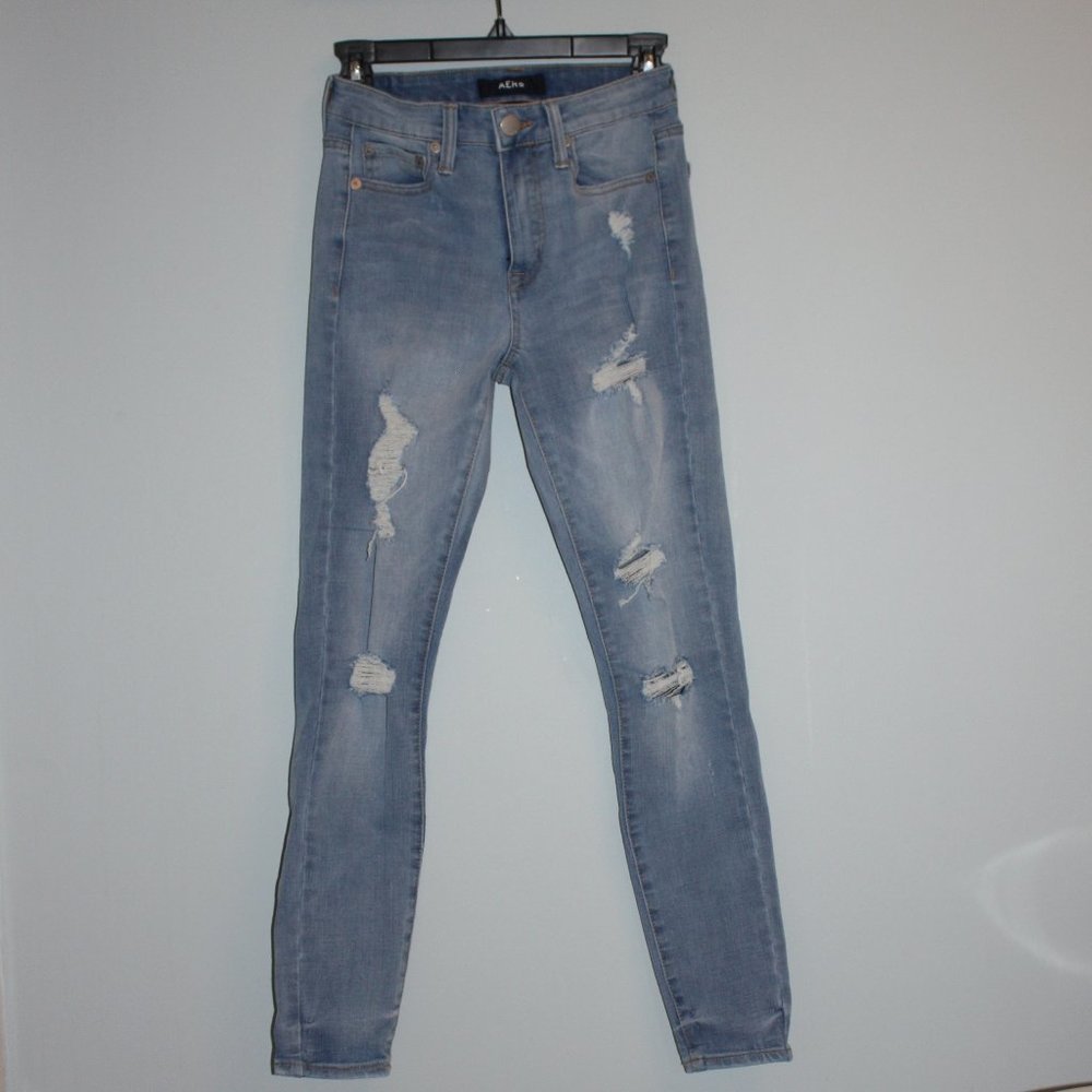 Aeropostale, Light Blue Ripped High Rise Jeggings (2 Regular)